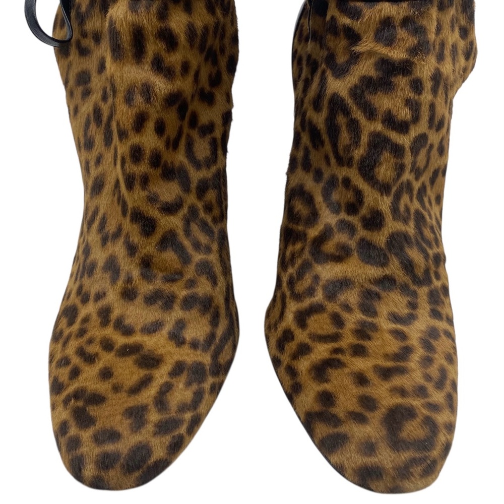 Sergio Rossi Womens Shoes Leopard Heeled Boots Sz 11 Leather Calf Hair Italy - Picture 5 of 12